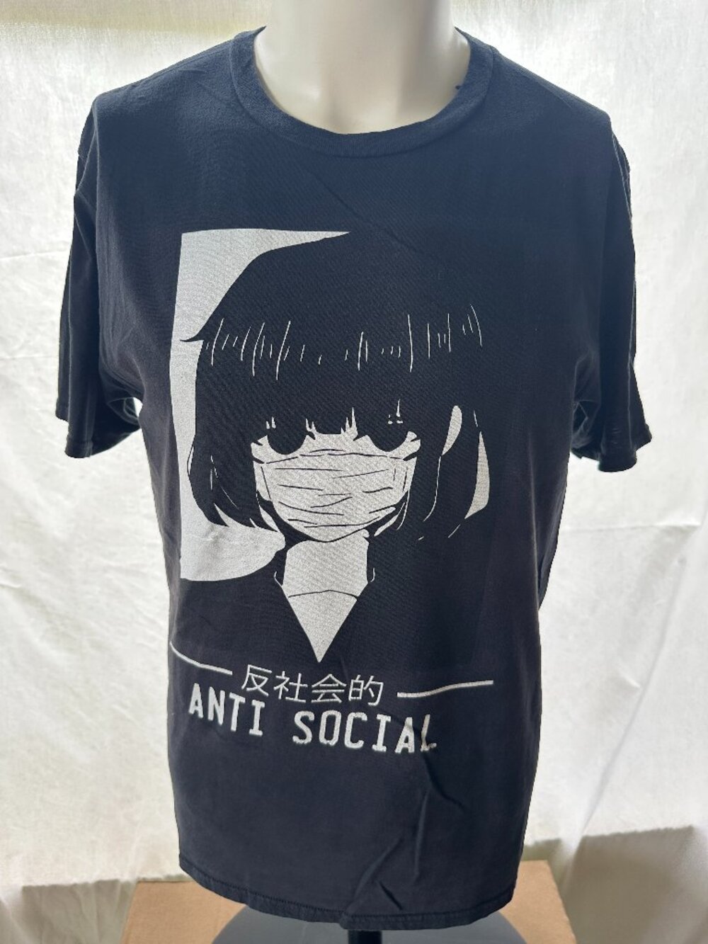 Anti Social Japanese Anime Girl Manga Otaku Waifu Men's Black T Shirt Medium